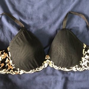Natori 32G black and cream lace underwire bra